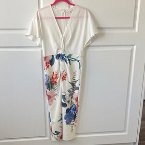 Ted Baker White Floral Midi Dress